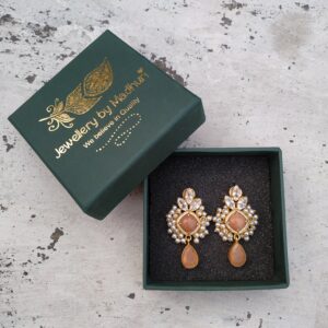 Crystal Trio Top, Zircon Crafted Orange Chalcedony & Orange Drop Rainfall Danglers