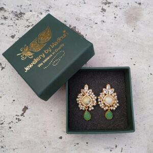 Crystal Trio Top, Zircon Crafted Dendrite Opal & Green Drop Rainfall Danglers