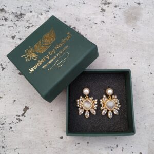 Pearl, Zircon Crafted Moonstone Quartz Crystal Trio Mogra Danglers